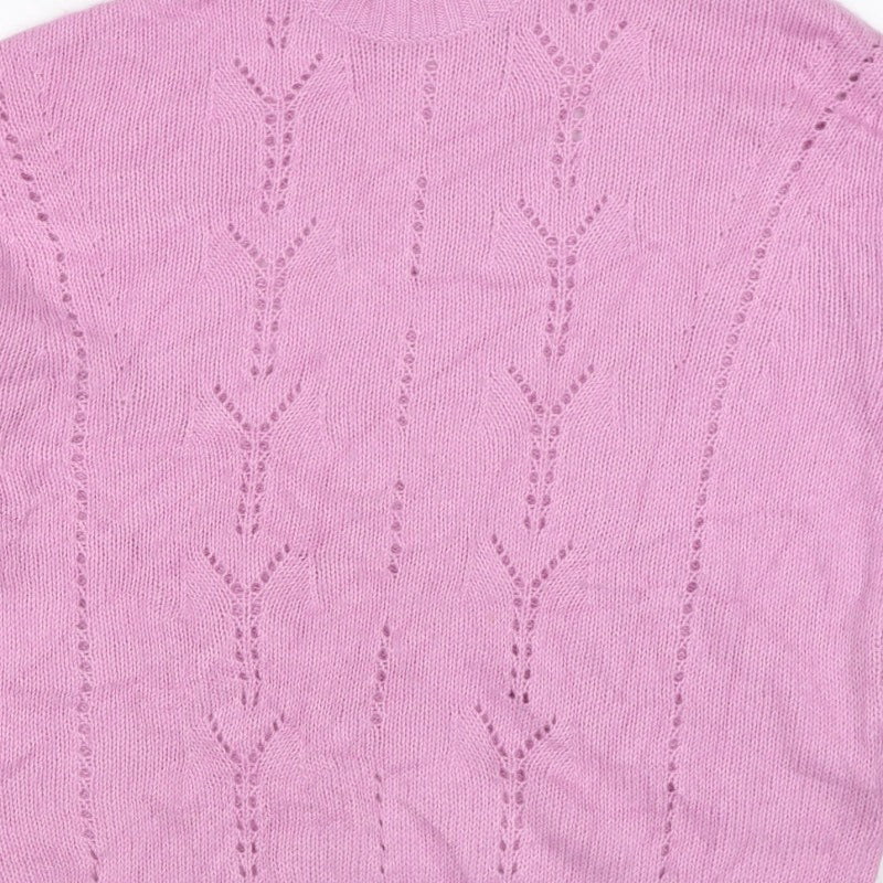 Per Una Women’s Pink M Cable Knit Pointelle Crew Neck Jumper