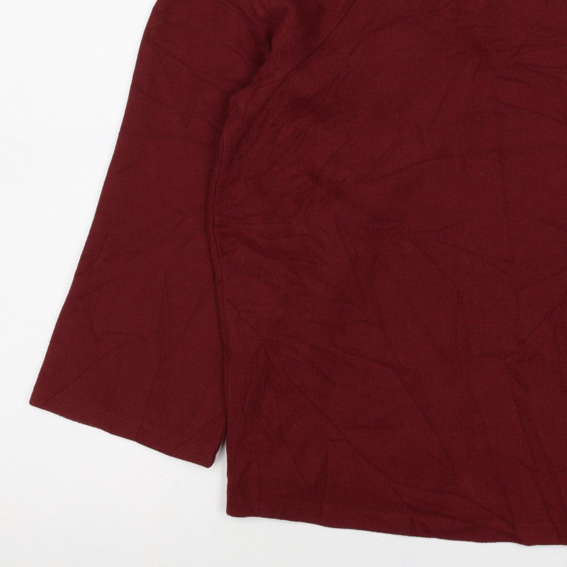 M&S Women’s Red Size 12 Mock Neck 1/4 Zip Knit Jumper