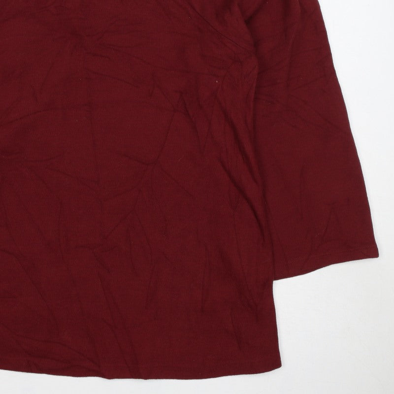 M&S Women’s Red Size 12 Mock Neck 1/4 Zip Knit Jumper