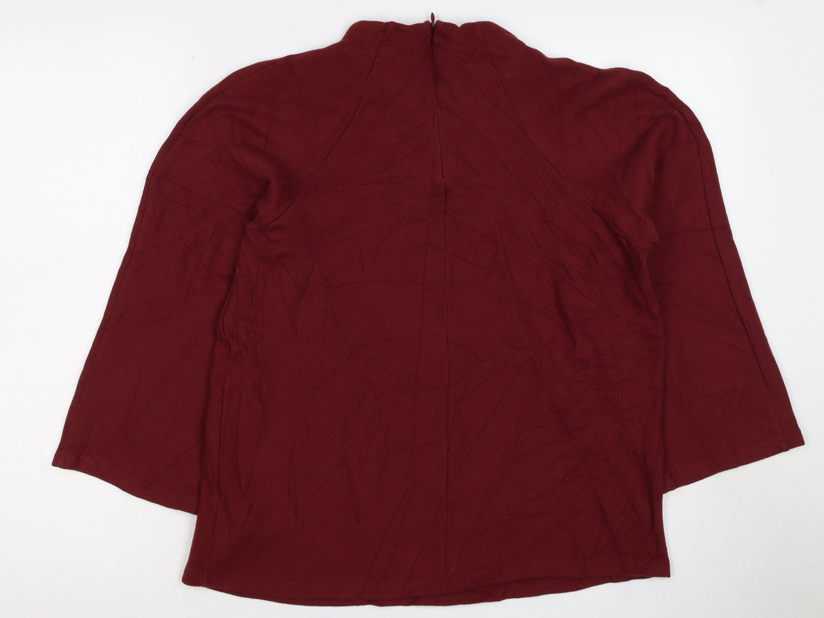 M&S Women’s Red Size 12 Mock Neck 1/4 Zip Knit Jumper