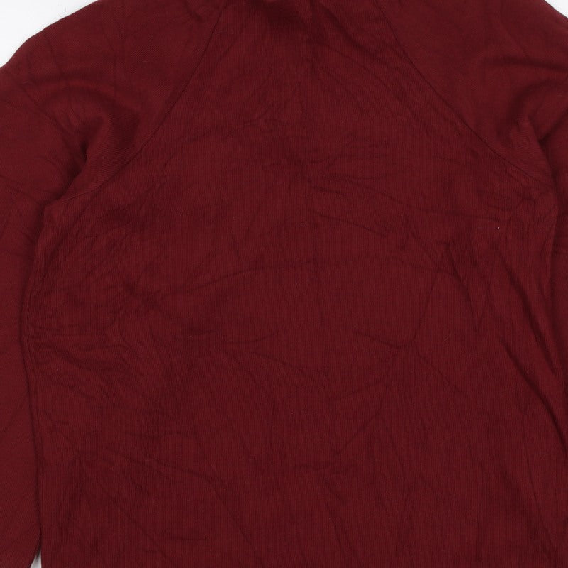 M&S Women’s Red Size 12 Mock Neck 1/4 Zip Knit Jumper