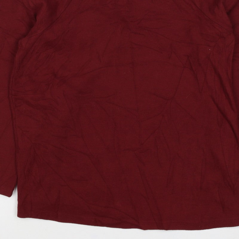 M&S Women’s Red Size 12 Mock Neck 1/4 Zip Knit Jumper