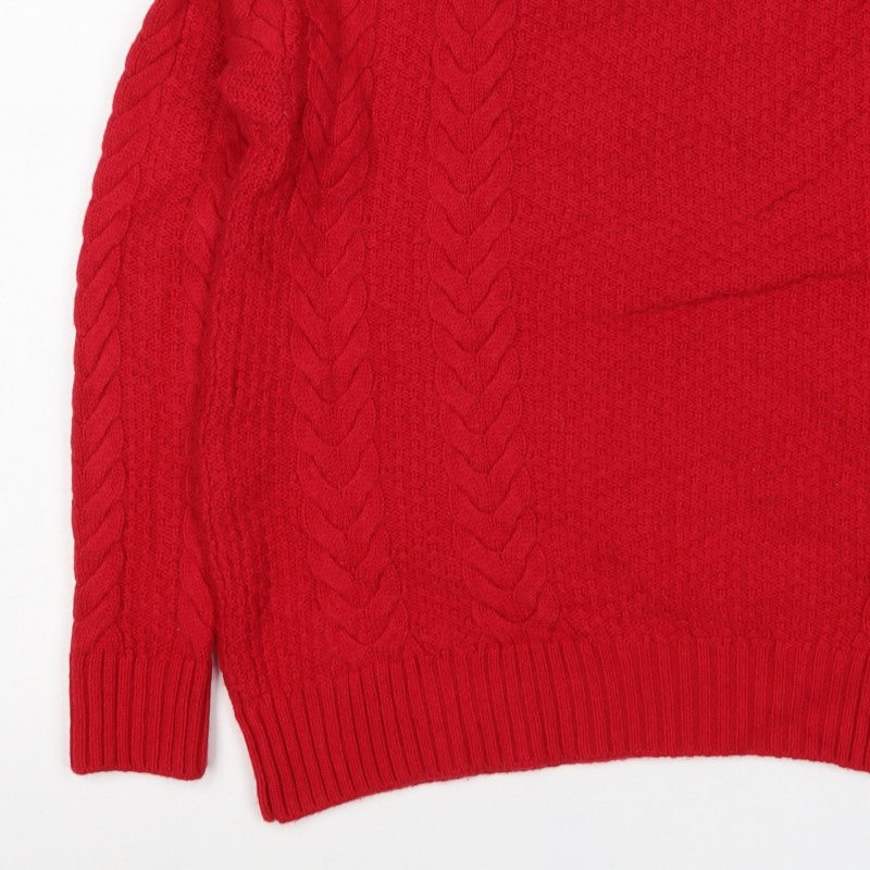 Pure Collection Women Red UK 8 Cashmere Wool Cable Knit Jumper