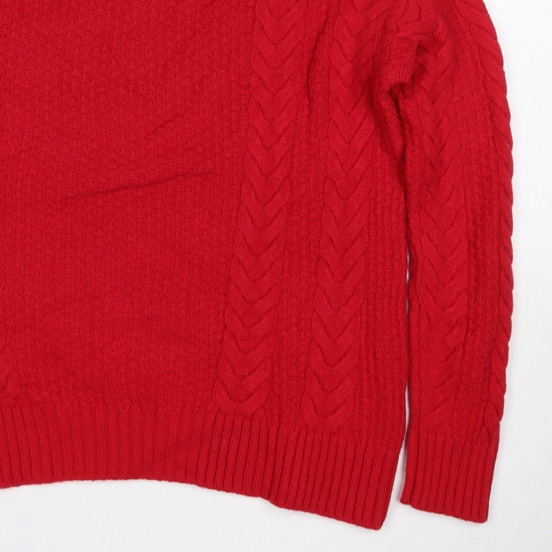Pure Collection Women Red UK 8 Cashmere Wool Cable Knit Jumper