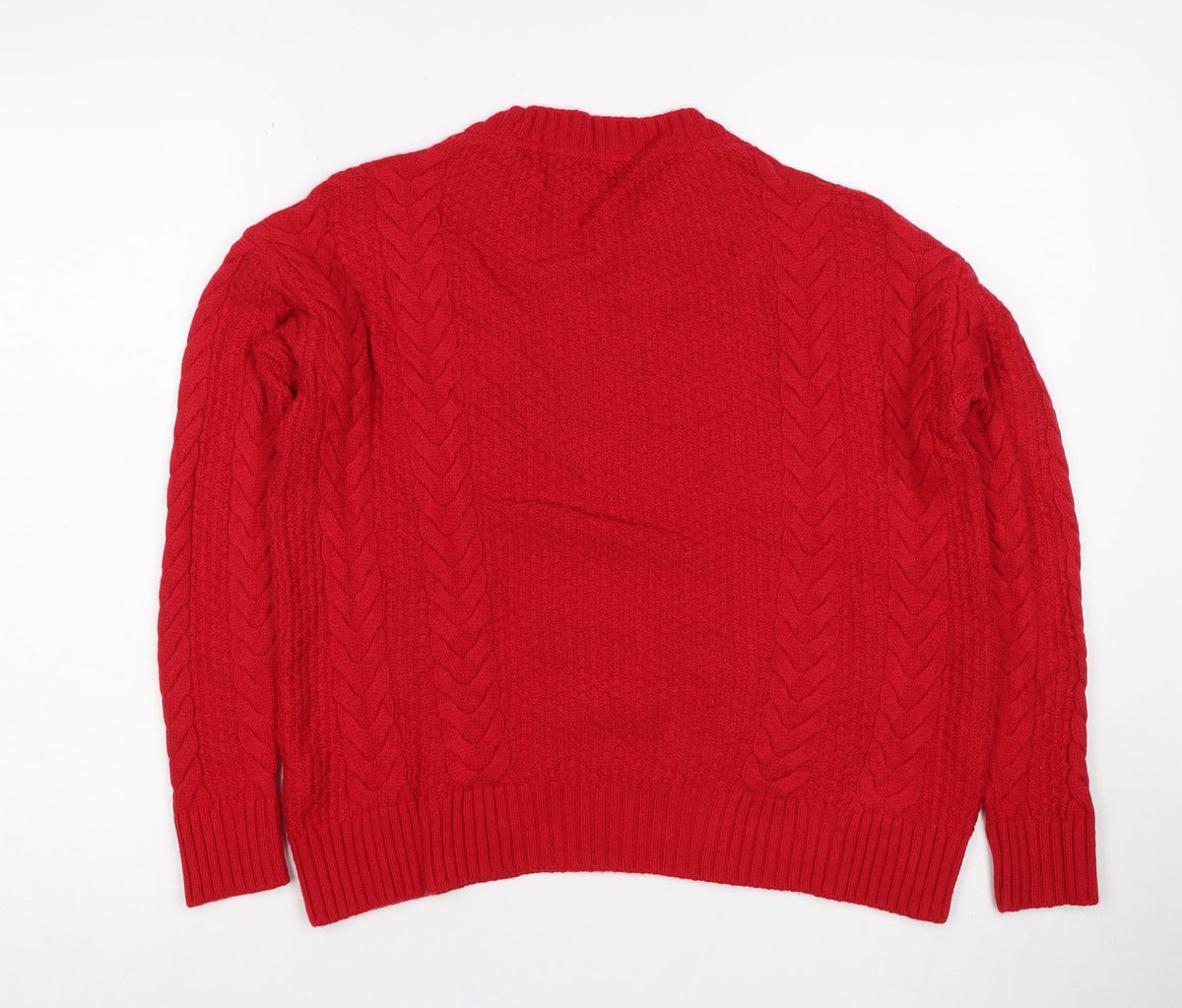 Pure Collection Women Red UK 8 Cashmere Wool Cable Knit Jumper