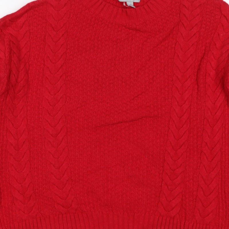 Pure Collection Women Red UK 8 Cashmere Wool Cable Knit Jumper