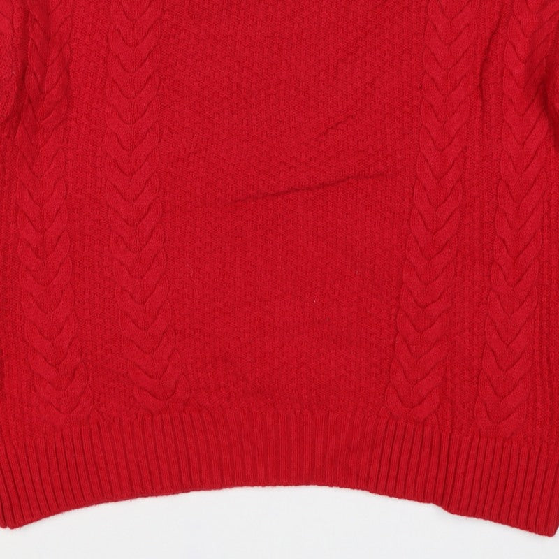 Pure Collection Women Red UK 8 Cashmere Wool Cable Knit Jumper