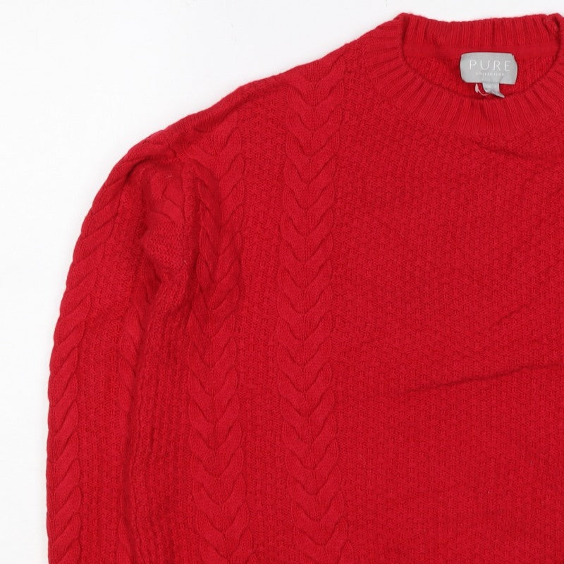 Pure Collection Women Red UK 8 Cashmere Wool Cable Knit Jumper