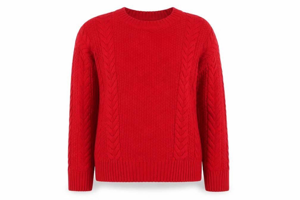 Pure Collection Women Red UK 8 Cashmere Wool Cable Knit Jumper