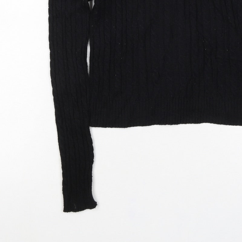 Pull&Bear Women’s Black S Cable Knit Crew Neck Long Sleeve Jumper