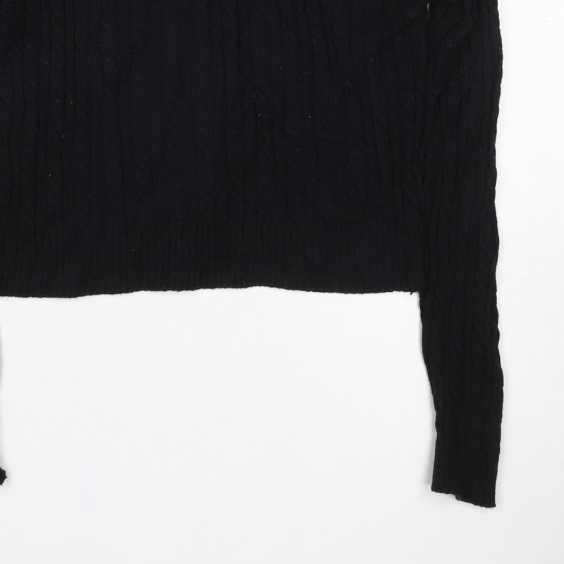 Pull&Bear Women’s Black S Cable Knit Crew Neck Long Sleeve Jumper