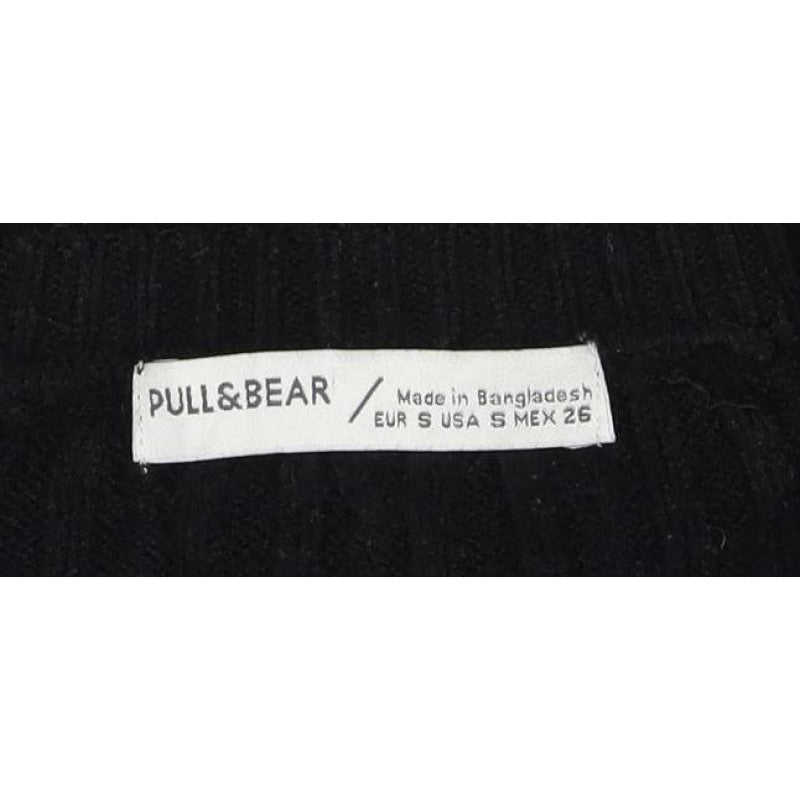 Pull&Bear Women’s Black S Cable Knit Crew Neck Long Sleeve Jumper