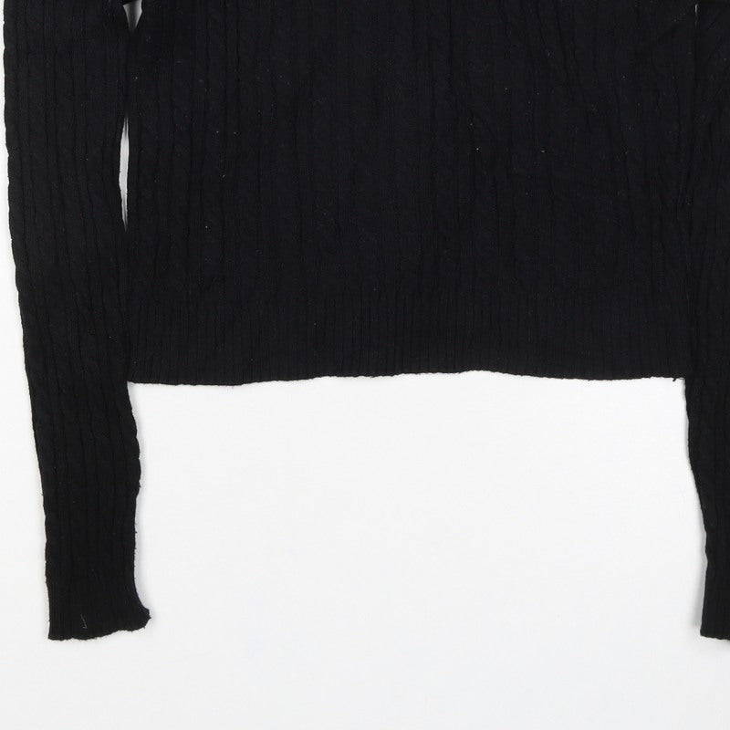 Pull&Bear Women’s Black S Cable Knit Crew Neck Long Sleeve Jumper