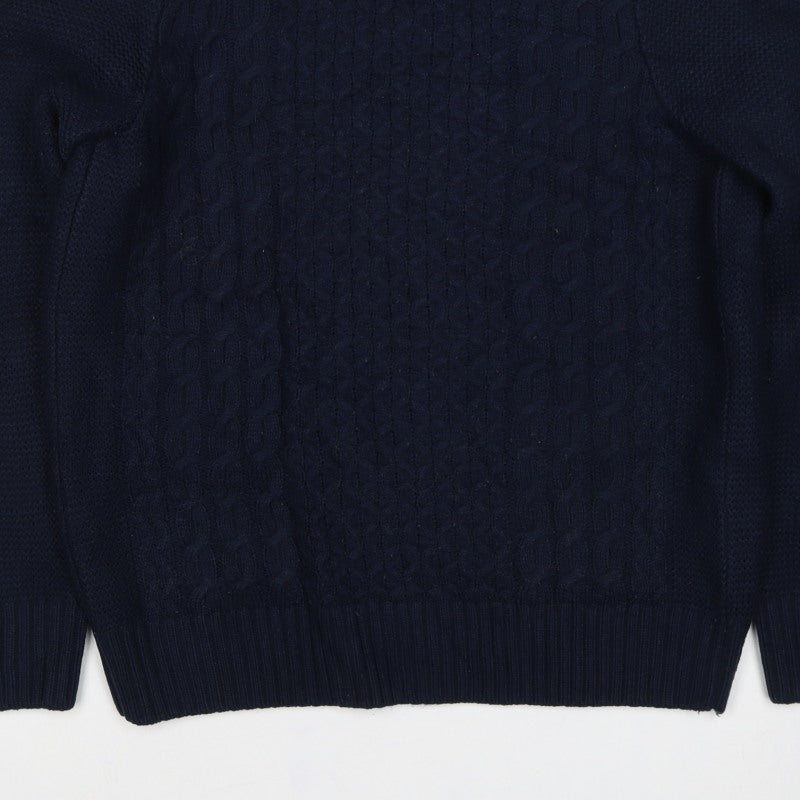 Marks and Spencer Men's Blue S Cable Knit Crew Neck Pullover Jumper