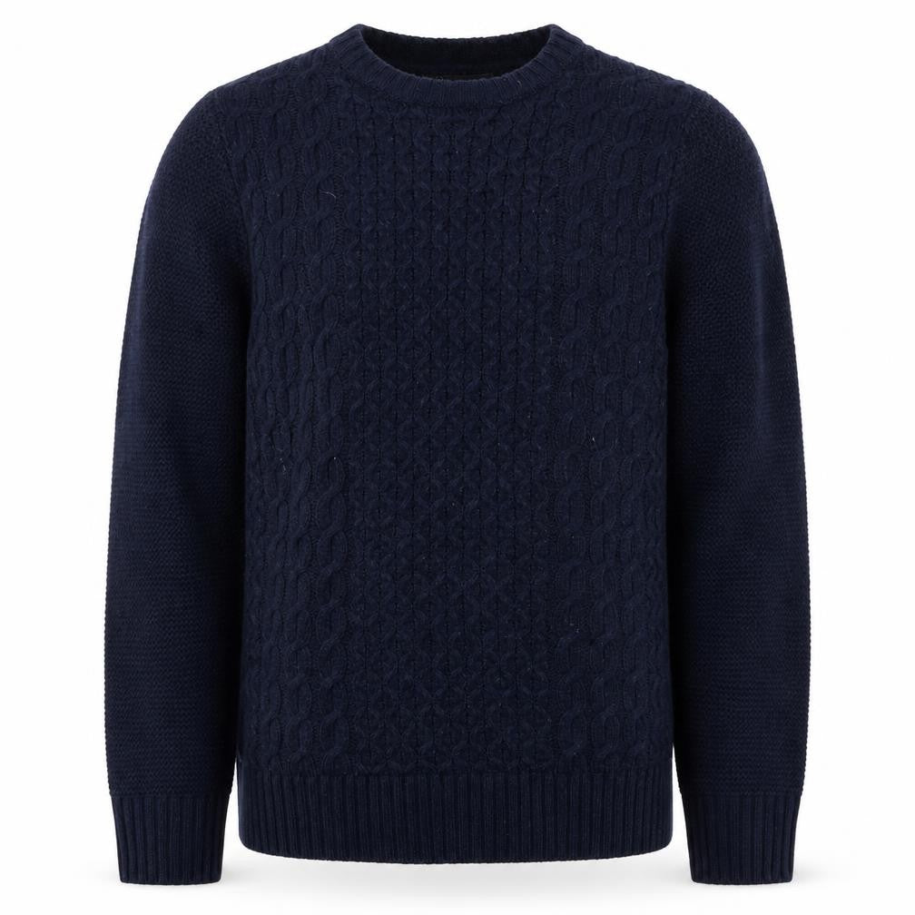 Marks and Spencer Men's Blue S Cable Knit Crew Neck Pullover Jumper