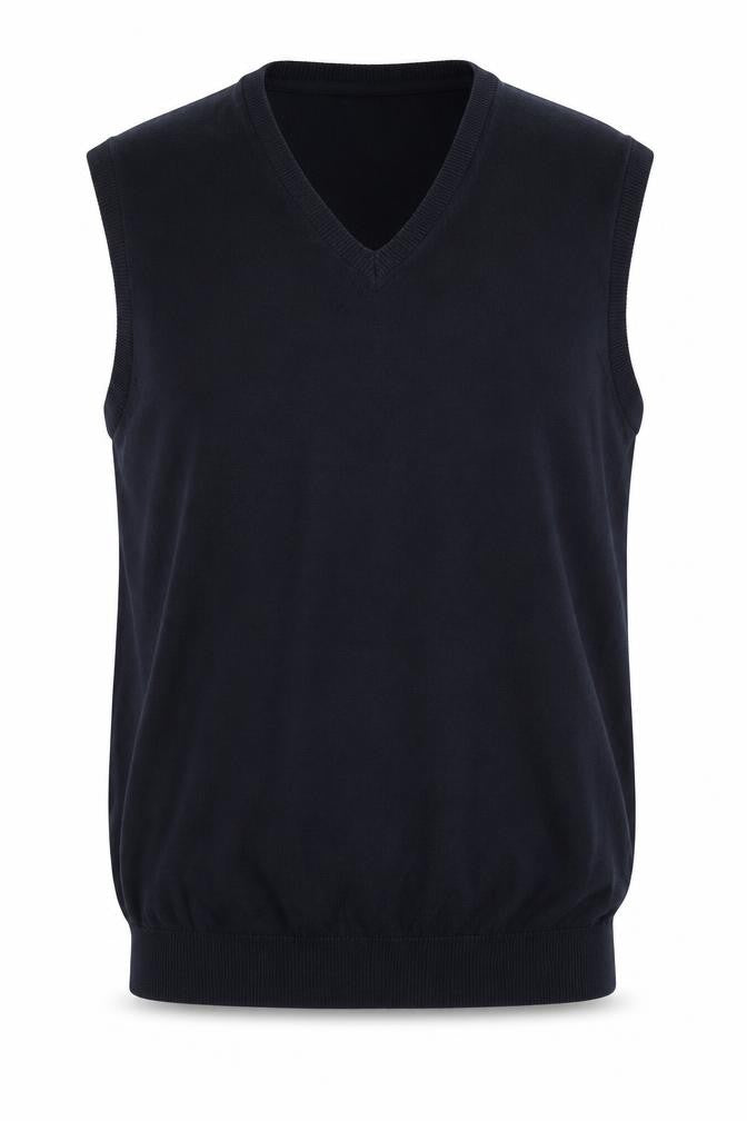 Marks and Spencer Men Blue L Pure Cotton V-Neck Knit Vest Jumper