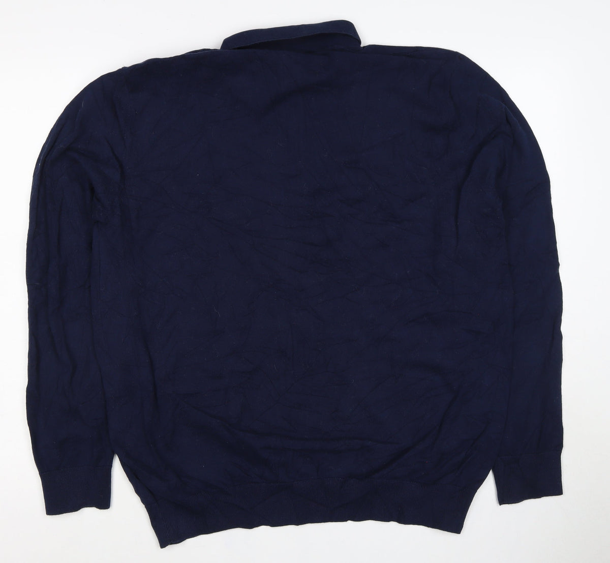 Next Men's Blue L Long Sleeve Cotton Knit Polo Shirt Collared