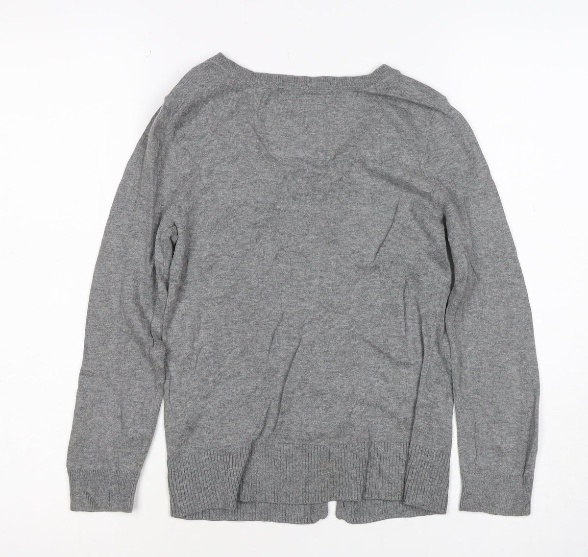 Hollister Women Grey M V-Neck Bow Lace Button Cardigan Knit