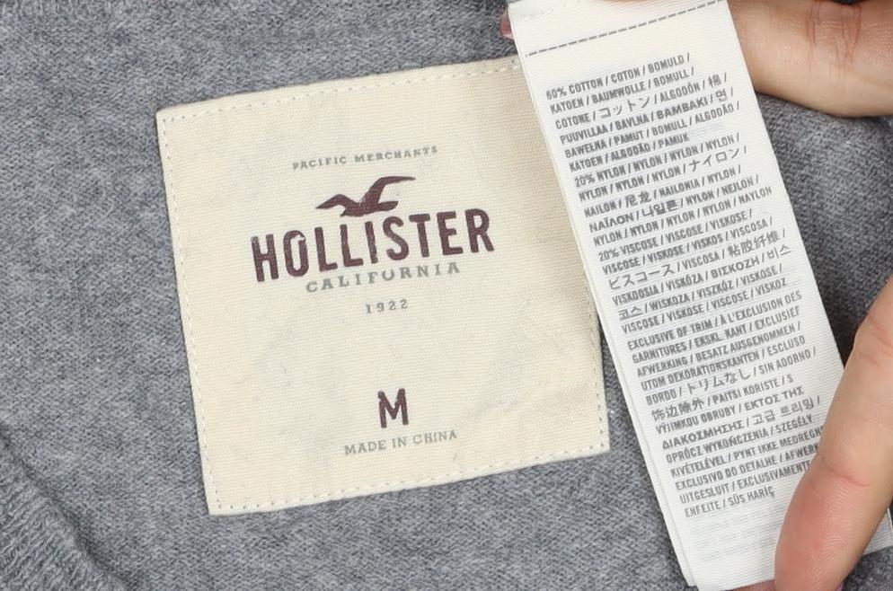 Hollister Women Grey M V-Neck Bow Lace Button Cardigan Knit