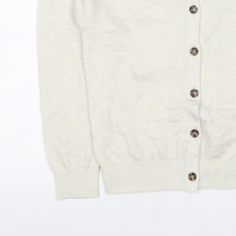 Marks and Spencer Women Ivory S Button Crew Neck Knit Cardigan