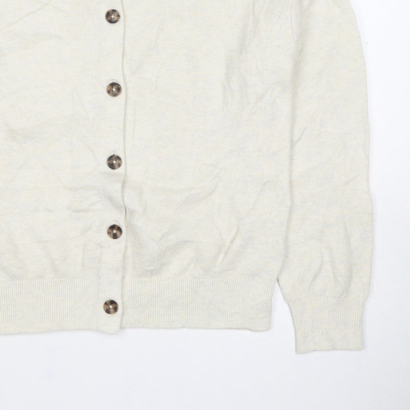 Marks and Spencer Women Ivory S Button Crew Neck Knit Cardigan