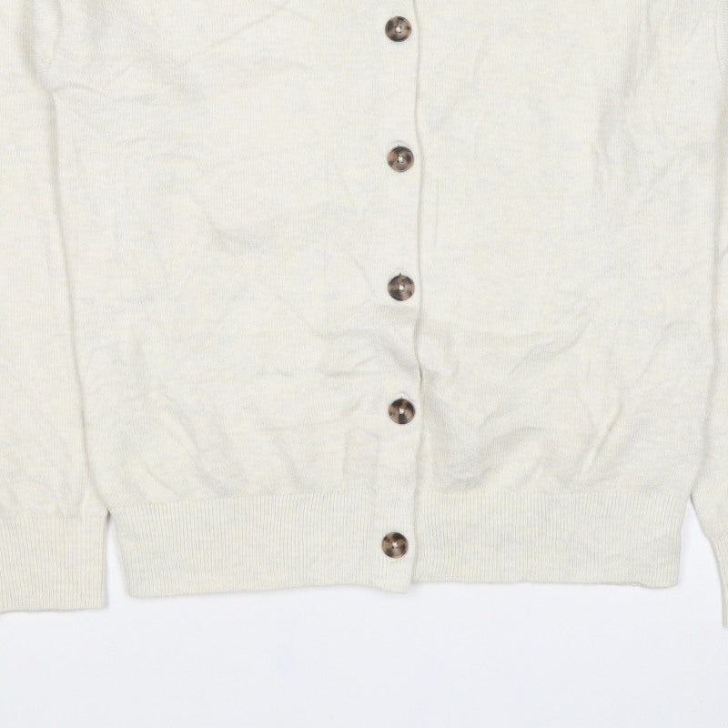 Marks and Spencer Women Ivory S Button Crew Neck Knit Cardigan