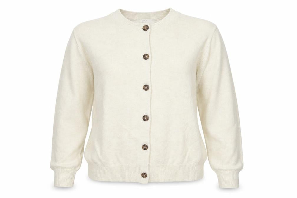 Marks and Spencer Women Ivory S Button Crew Neck Knit Cardigan