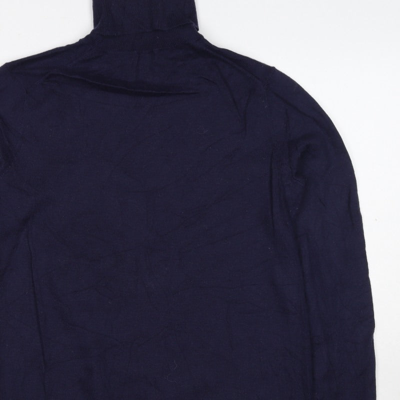 GAP Women’s Blue Merino Wool Blend Roll Neck Pullover Jumper M