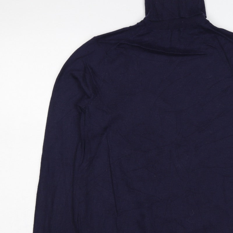 GAP Women’s Blue Merino Wool Blend Roll Neck Pullover Jumper M