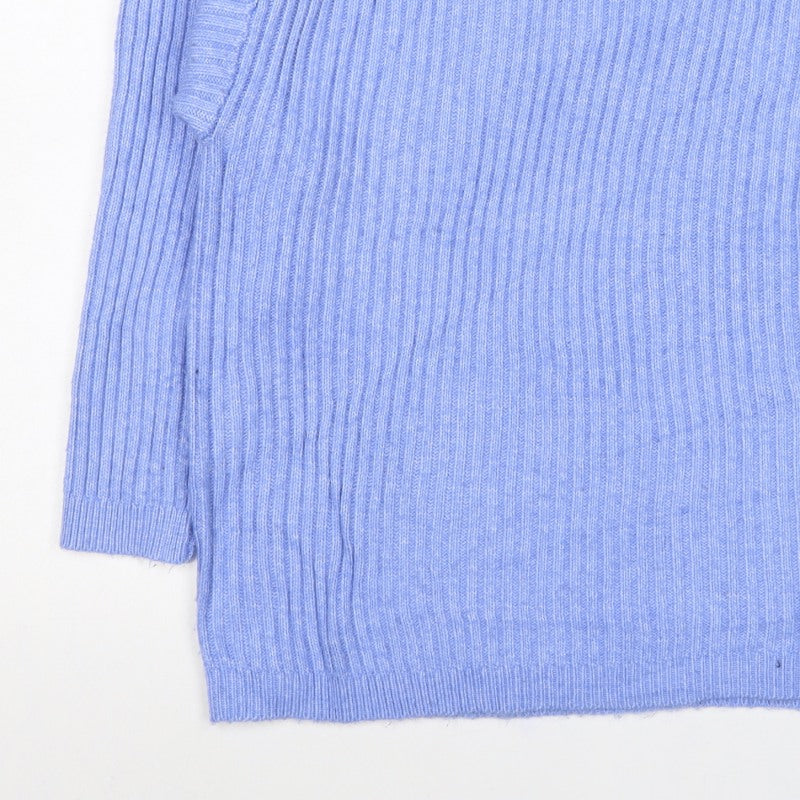 Marks and Spencer Women Blue XL Rib Knit Crew Neck Pullover Jumper