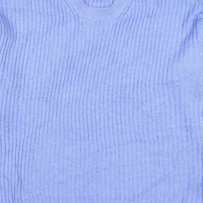 Marks and Spencer Women Blue XL Rib Knit Crew Neck Pullover Jumper