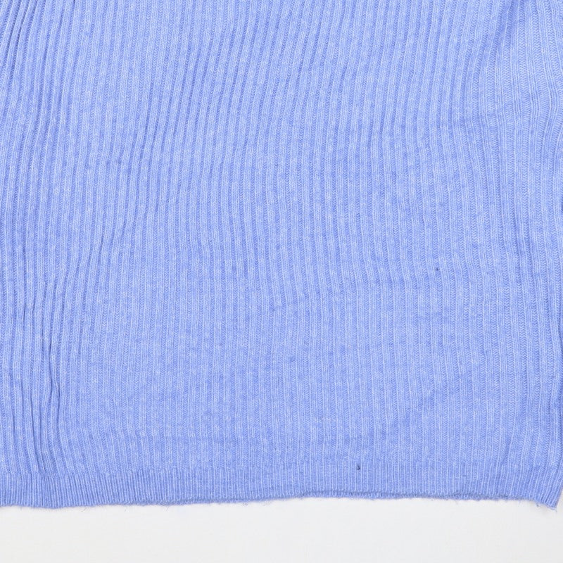 Marks and Spencer Women Blue XL Rib Knit Crew Neck Pullover Jumper