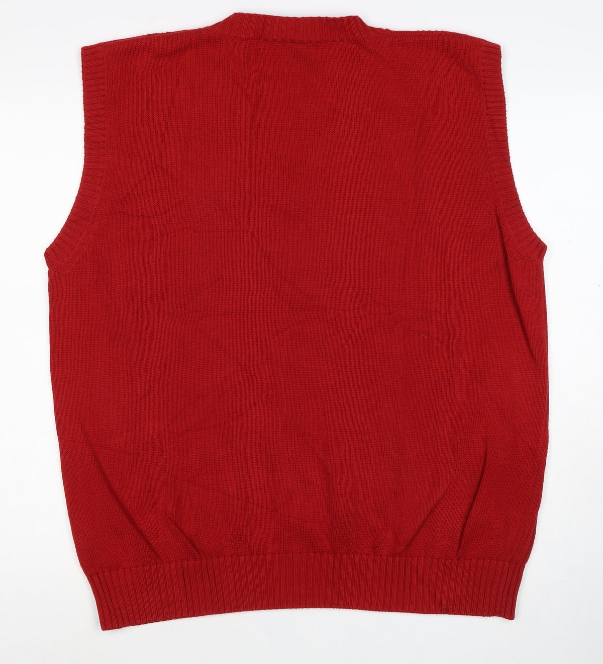 Tom Hanson Men’s Red L Cable Knit Cotton V-Neck Jumper Vest
