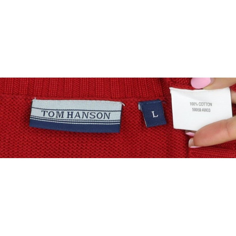 Tom Hanson Men’s Red L Cable Knit Cotton V-Neck Jumper Vest