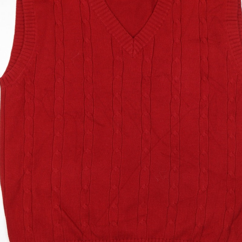 Tom Hanson Men’s Red L Cable Knit Cotton V-Neck Jumper Vest