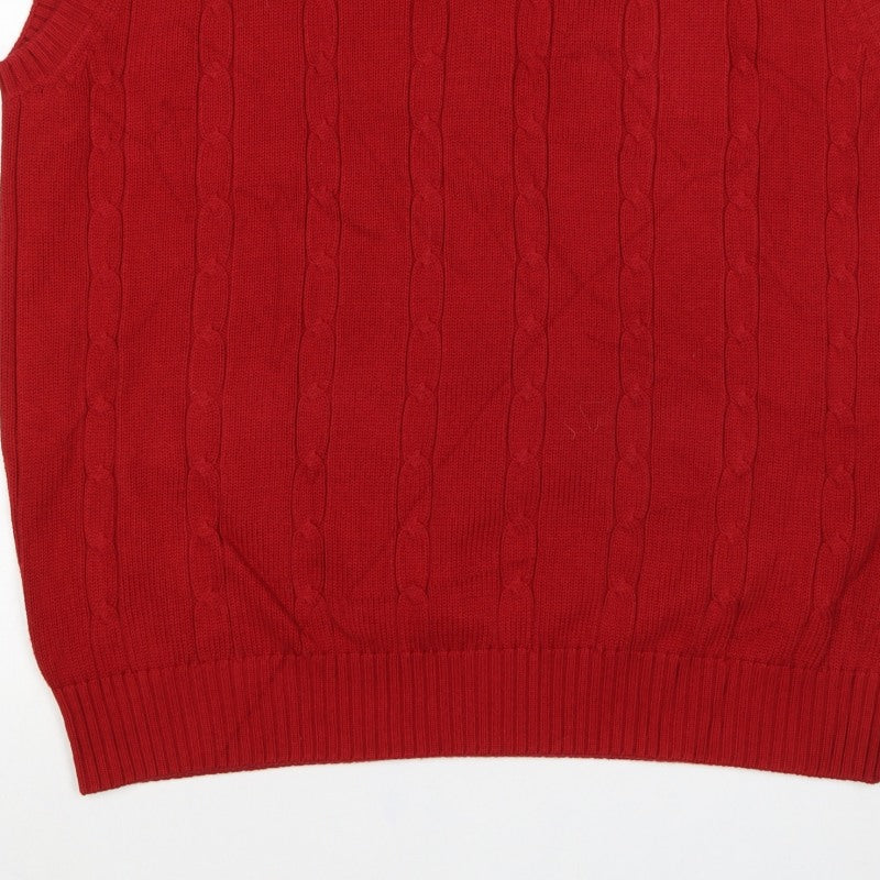 Tom Hanson Men’s Red L Cable Knit Cotton V-Neck Jumper Vest