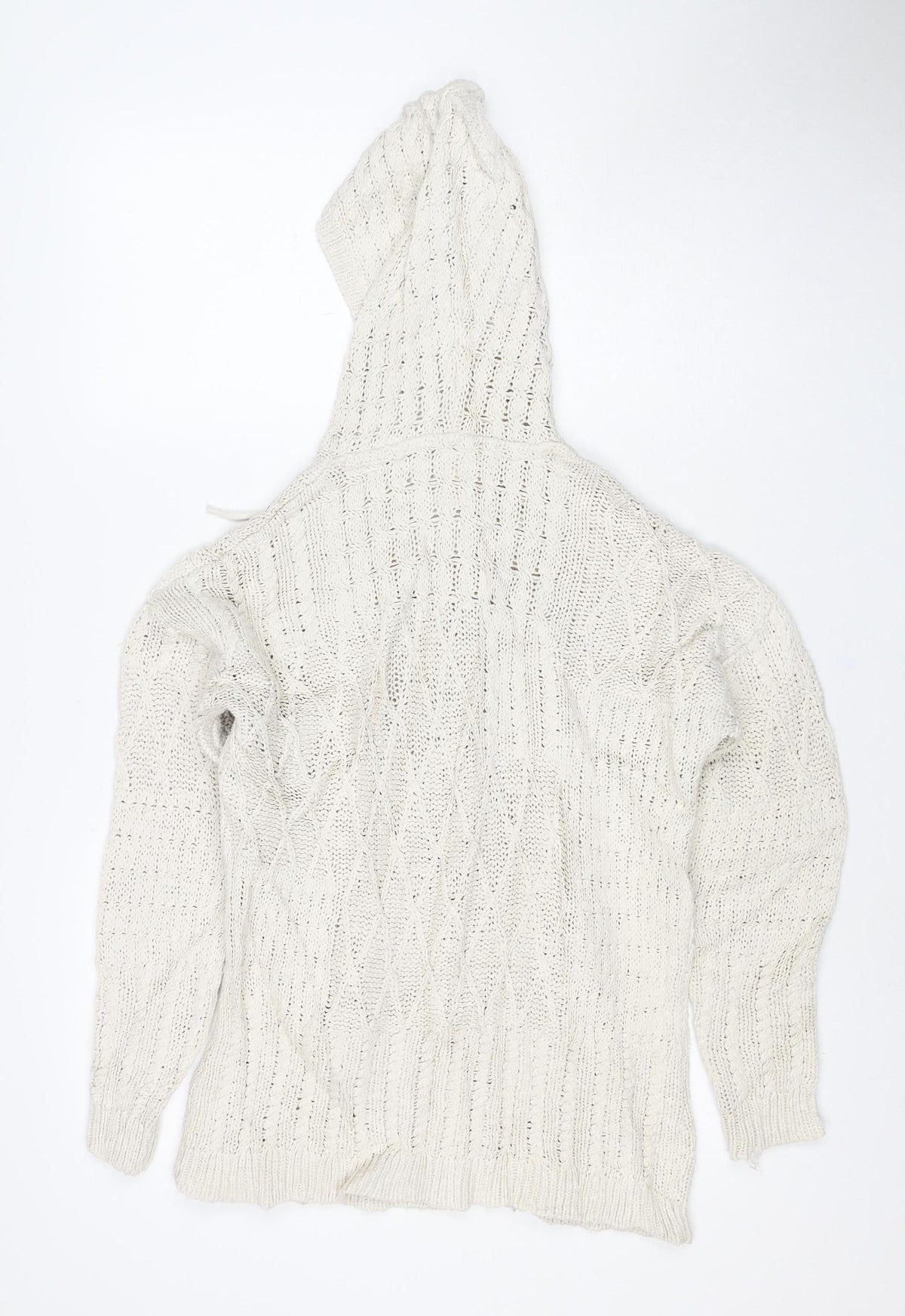Fat Face Women Ivory UK 12 Hooded Cable Knit Cotton Jumper