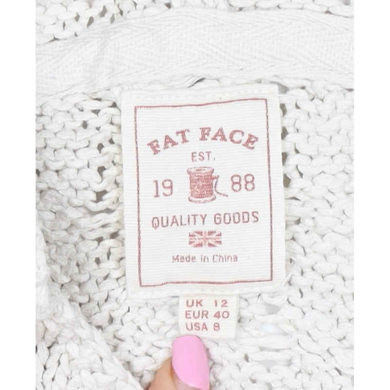 Fat Face Women Ivory UK 12 Hooded Cable Knit Cotton Jumper