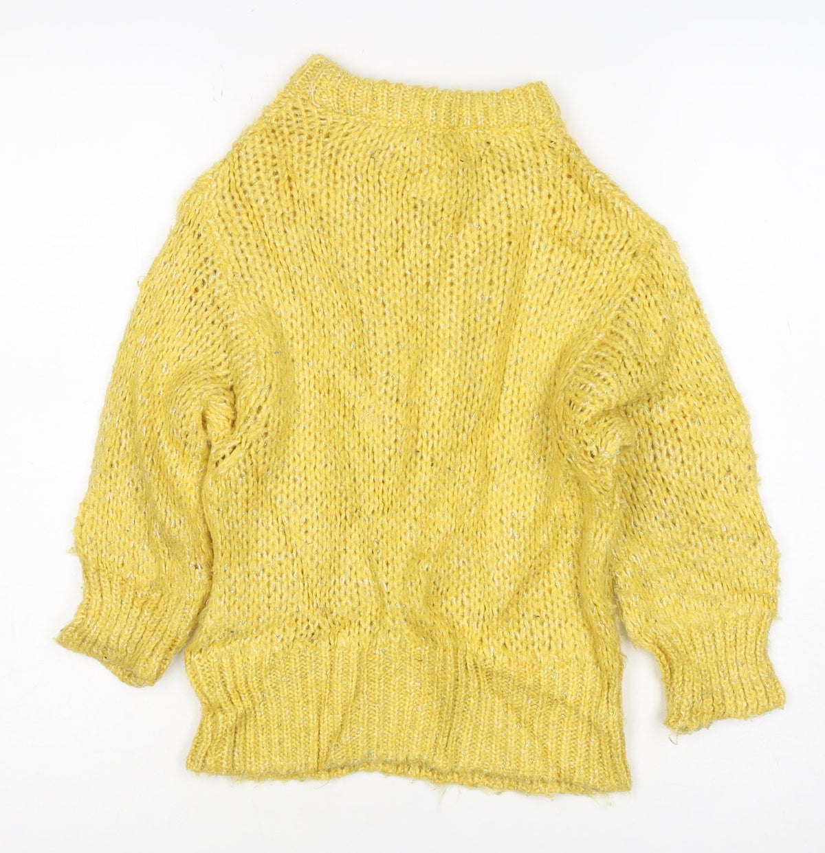 Zara Girls Yellow Glitter Knit Pullover Jumper 6-7 Years 120cm