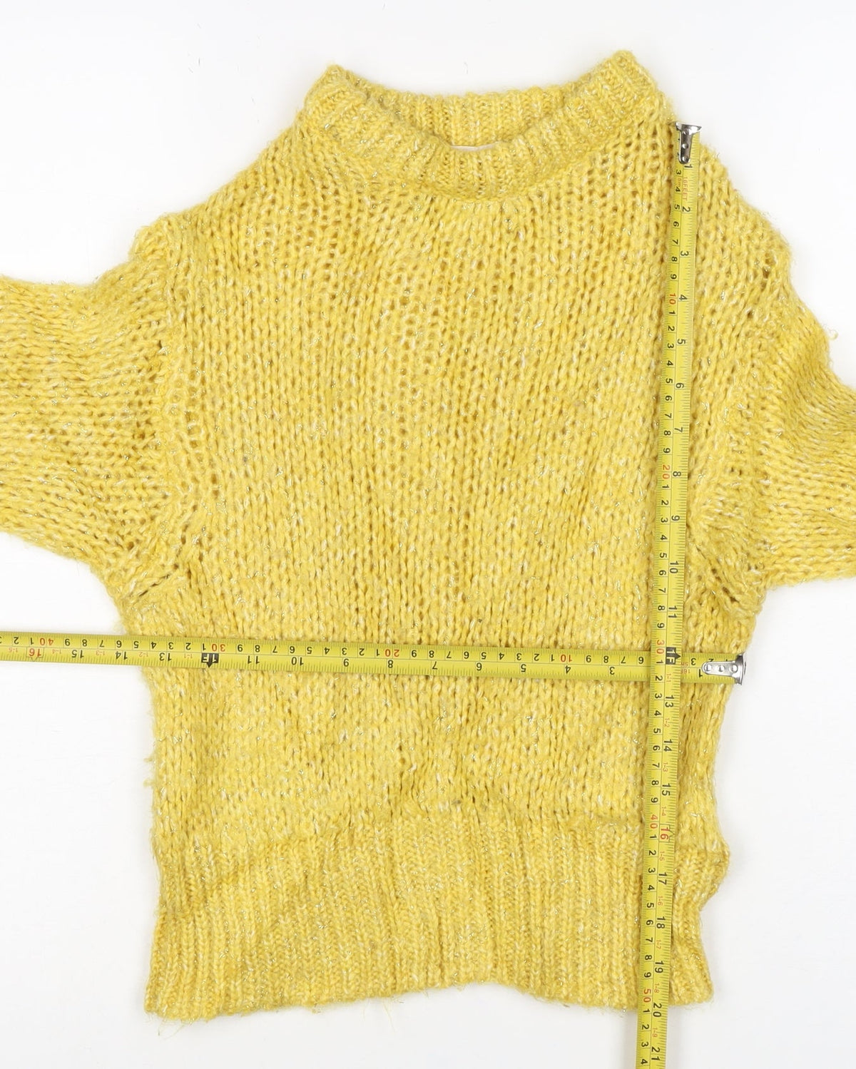 Zara Girls Yellow Glitter Knit Pullover Jumper 6-7 Years 120cm