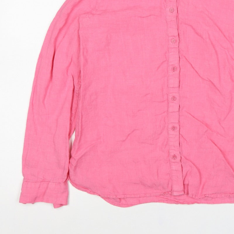Marks and Spencer Women Pink UK 12 Linen Collared Button-Up Shirt