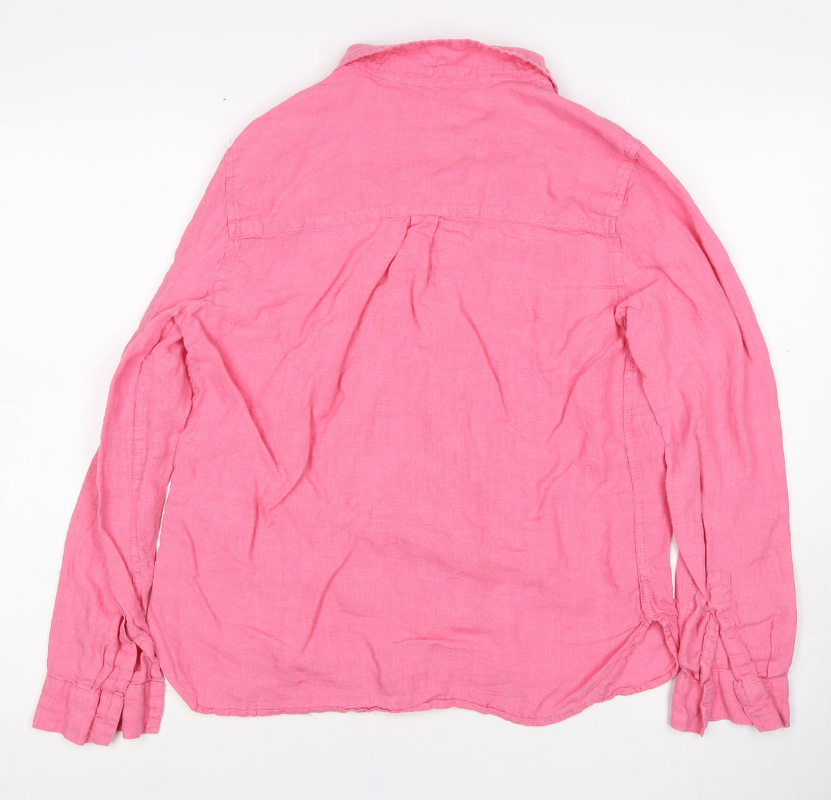 Marks and Spencer Women Pink UK 12 Linen Collared Button-Up Shirt