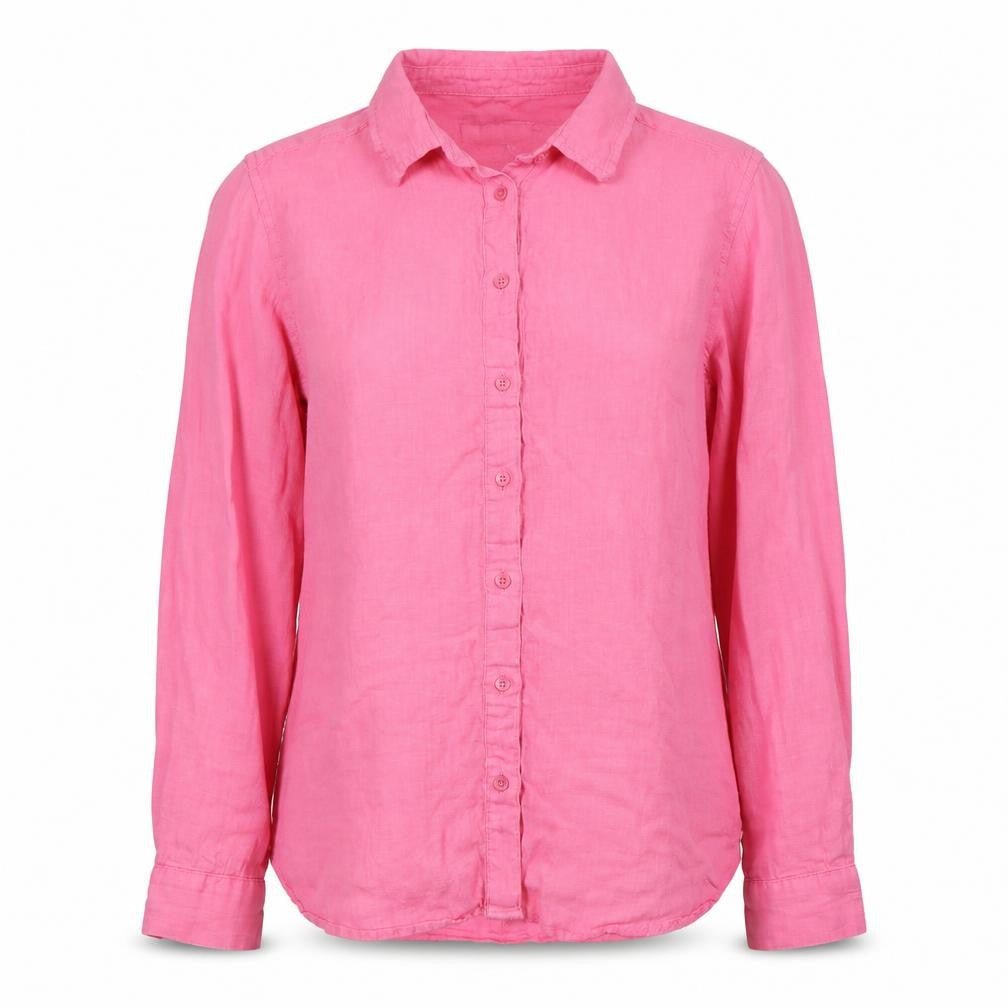 Marks and Spencer Women Pink UK 12 Linen Collared Button-Up Shirt
