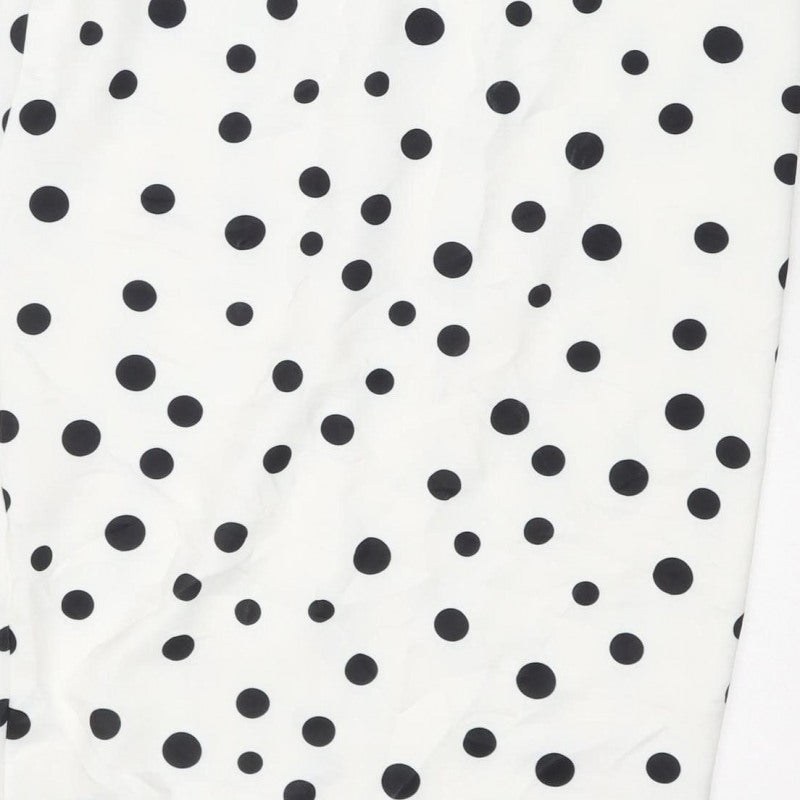 Lipsy Women White Black Polka Dot UK 8 Knee Length Bodycon Dress