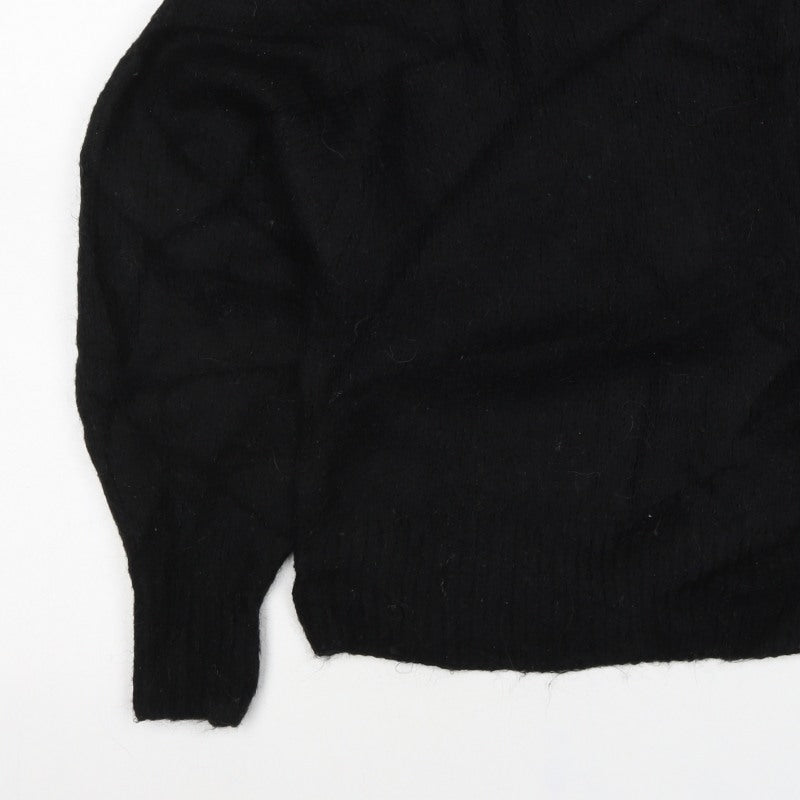 Women's Black Gold Chain Neck Knit Jumper Size S Long Sleeve
