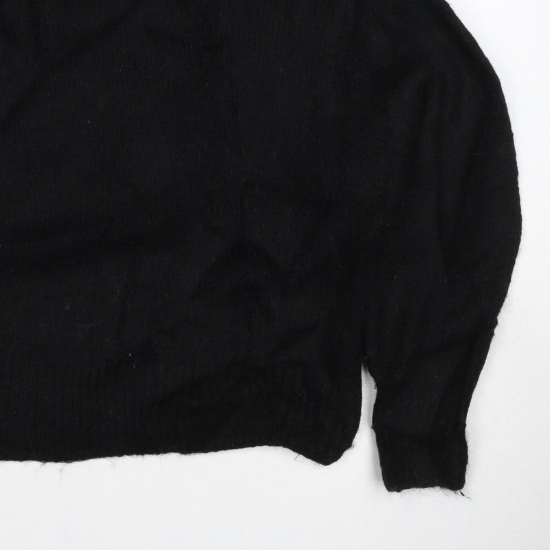 Women's Black Gold Chain Neck Knit Jumper Size S Long Sleeve
