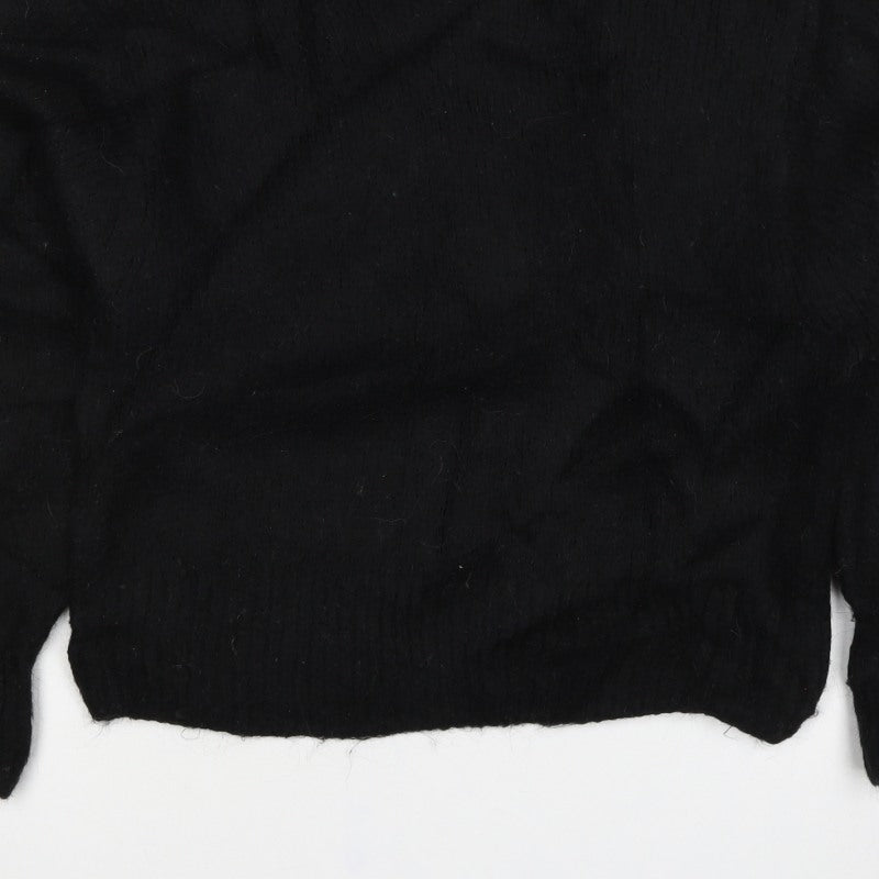 Women's Black Gold Chain Neck Knit Jumper Size S Long Sleeve