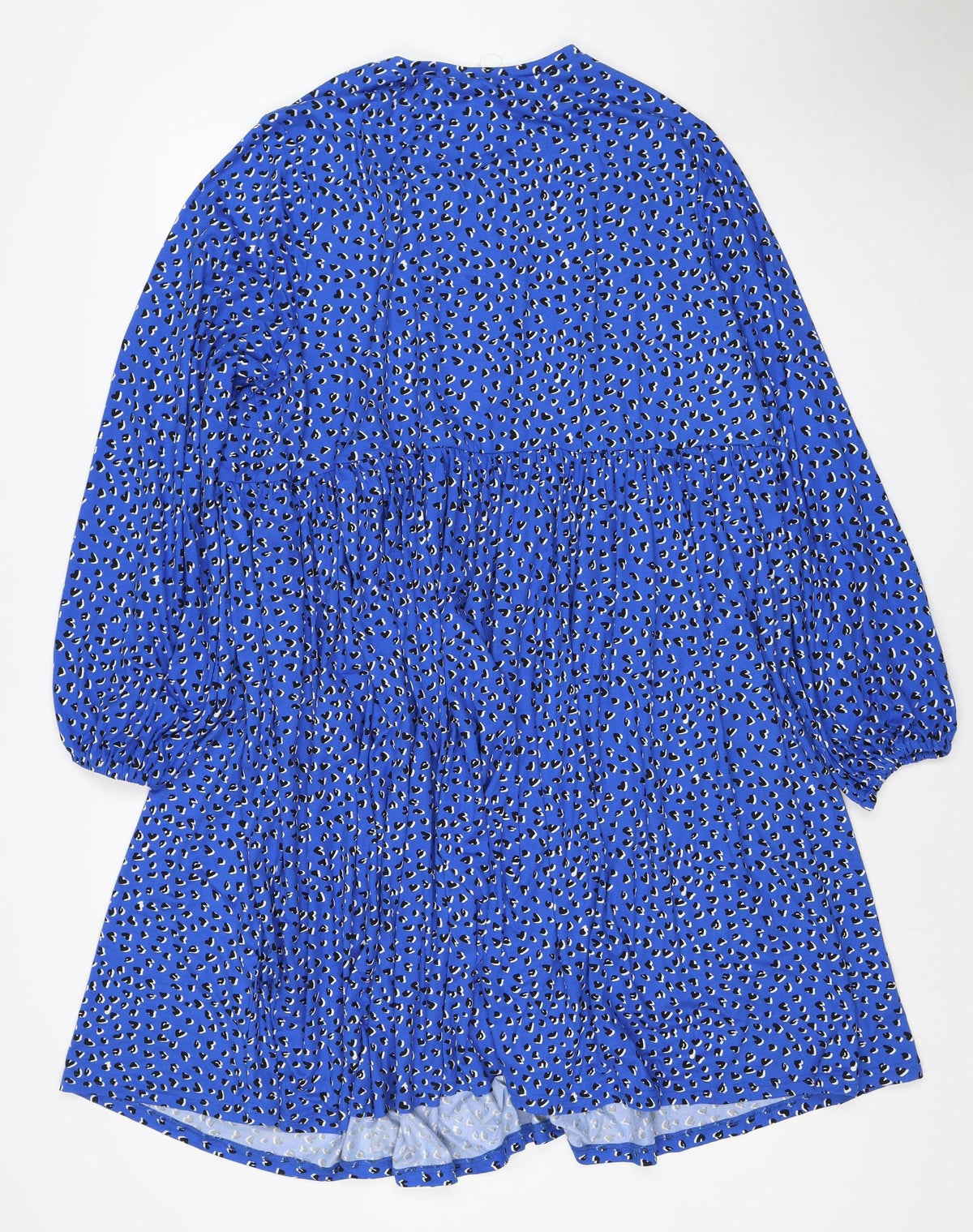 New Look Curves Women Blue Animal Print Ruched Midi Dress UK 22