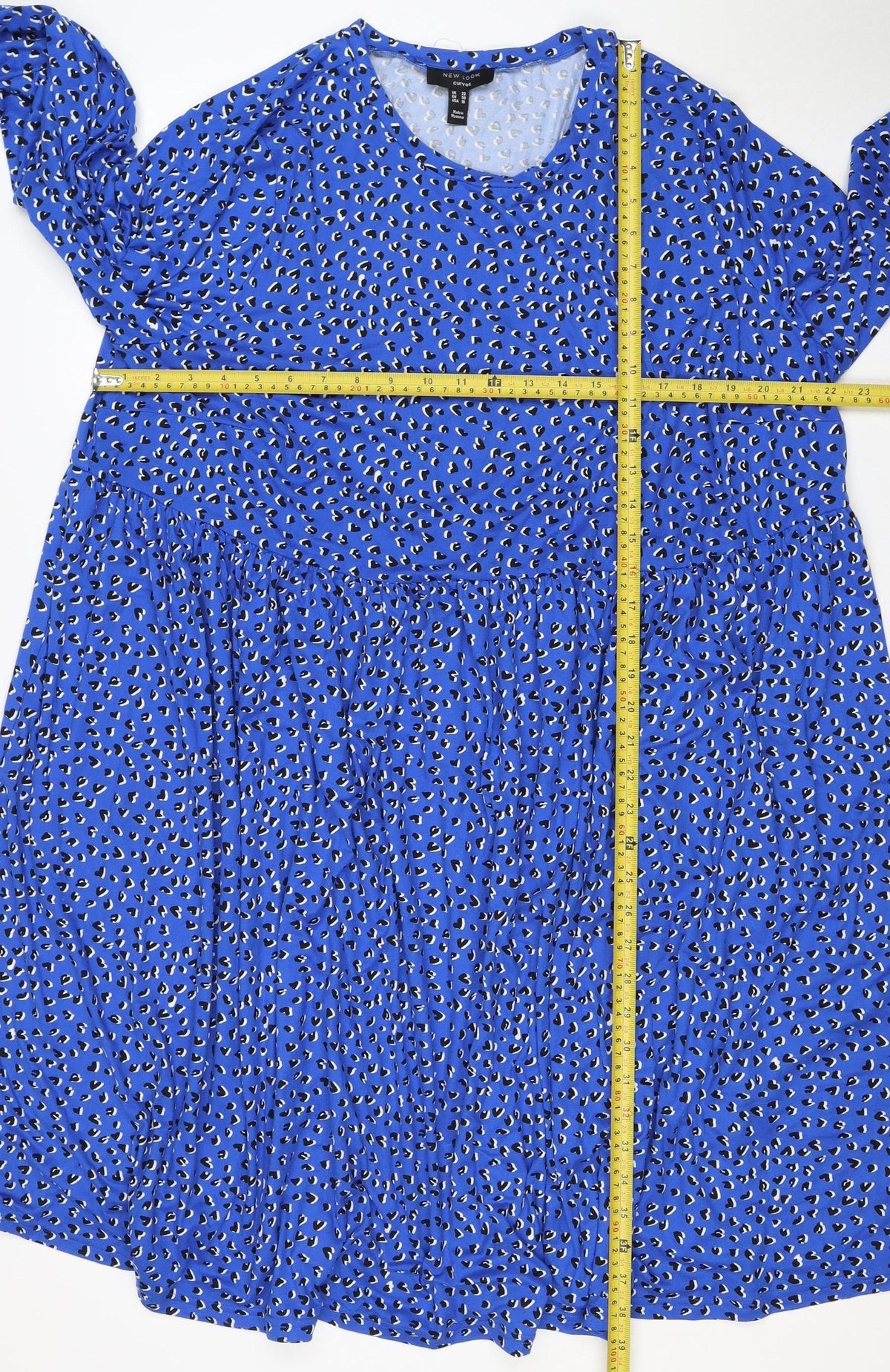 New Look Curves Women Blue Animal Print Ruched Midi Dress UK 22