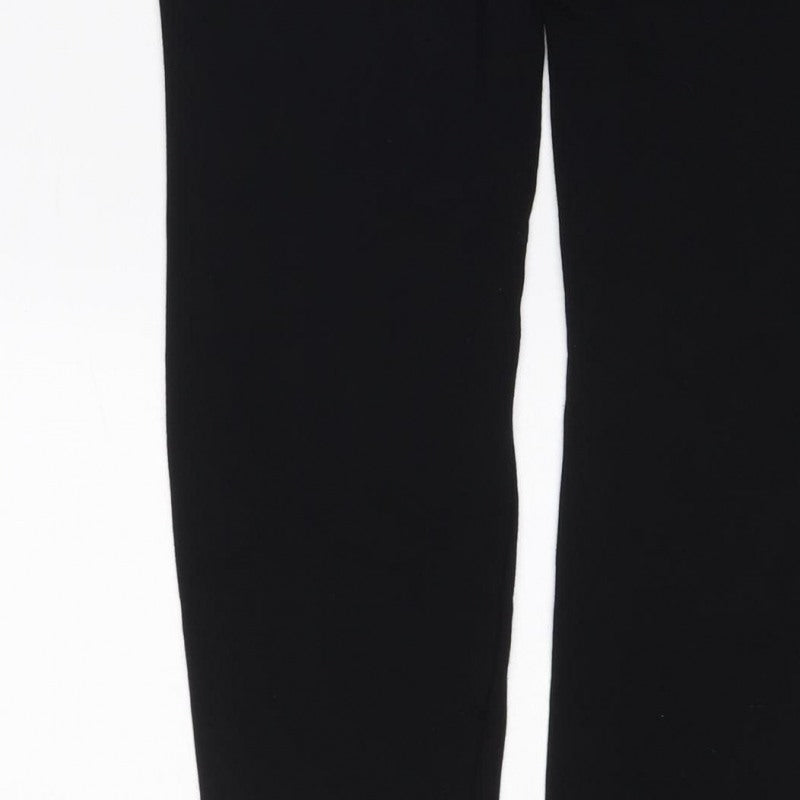 Marks & Spencer Women Black UK 12 Tapered Stretch Trousers